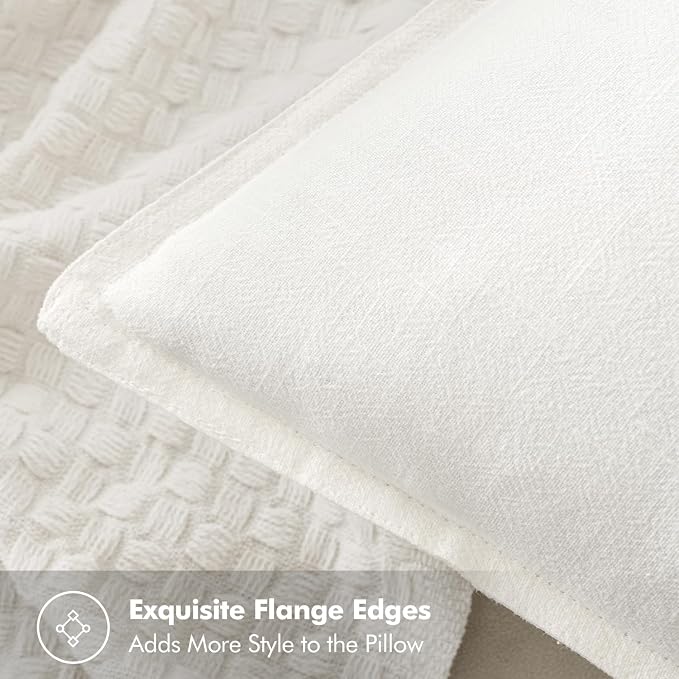 MIULEE Decorative Pillow Covers 18x18 Inch Cream White Boho Farmhouse Neutral - Image 2