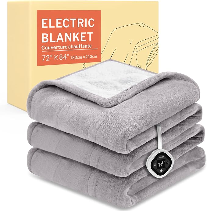 HOMLYNS LuxeHeat Heated Blanket Electric Blanket Full Size, Soft Flannel Sherpa by HOMLYNS