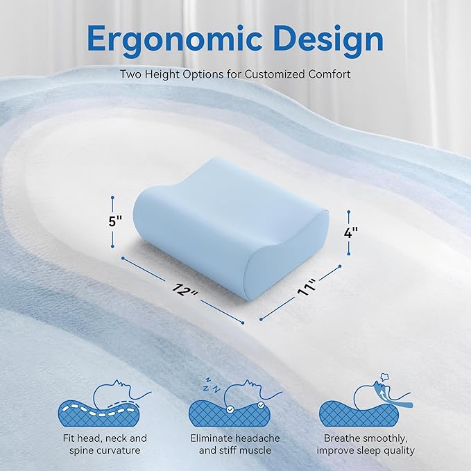 AM AEROMAX Travel Contour Memory Foam Pillow, Cervical Pillow - Image 3