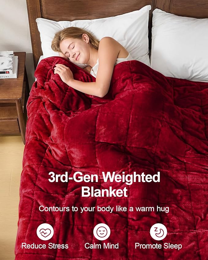 Super Fuzzy Soft Sherpa Fleece Weighted Blanket, 15 lbs Dual Sided Fluffy Heavy - Image 2
