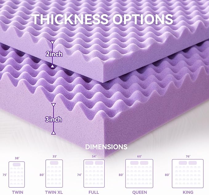 SINWEEK 3 Inch Egg Crate Memory Foam Mattress Topper Queen Size, Soft Mattress - Image 7