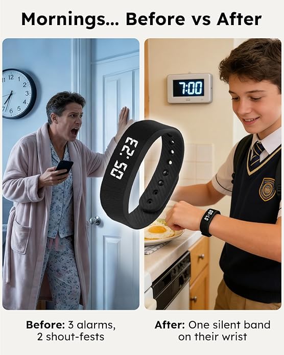 Vibrating Alarm Clock Watch for Heavy Sleepers, Silent Wake Up Bracelet & Smart - Image 2