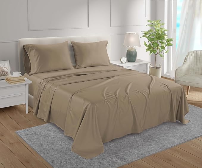 Deep Pocket Queen Sheets set, 100% Cotton Sheets Queen Size set, 800 Thread by CHATEAUHOMECOLLECTION