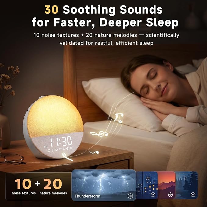 Geuuap Sunrise Alarm Clock White Noise Machine | Natural Wake-Up Light - Image 4