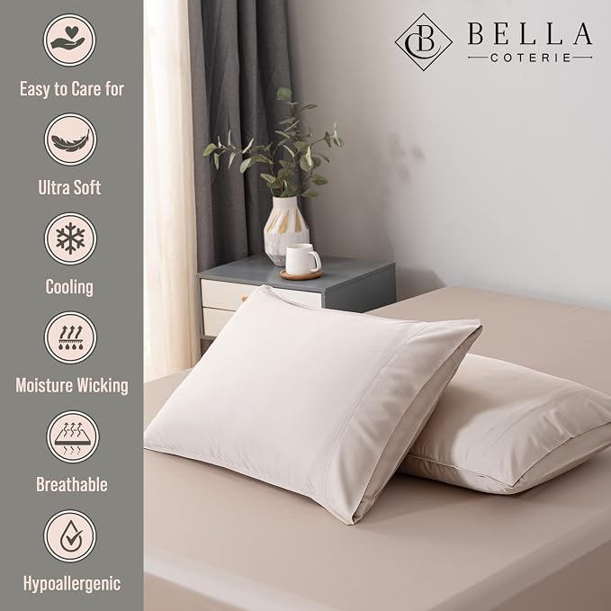 Bella Coterie | Luxury Bamboo Viscose Queen Size Pillowcase Set | 100% - Image 2