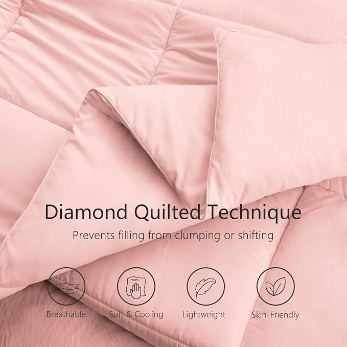 TEXARTIST Premium 2100 Series King Comforter All Season Breathable Pink - Image 2