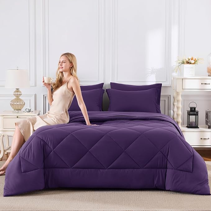 CozyLux King Size Comforter Set Purple - Image 7