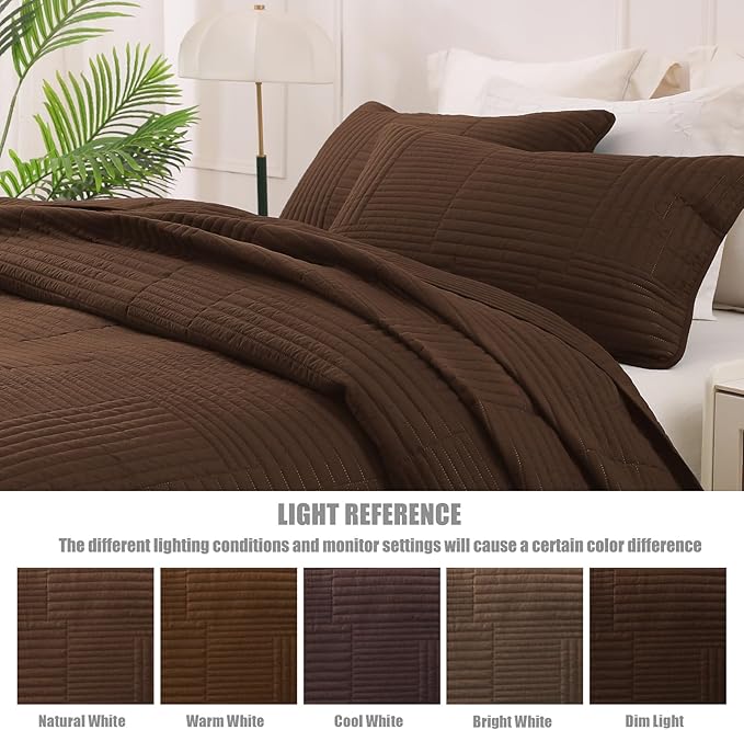 Whale Flotilla Ultra Soft Twin Quilt Bedding Set, Lightweight Microfiber Brown - Image 5