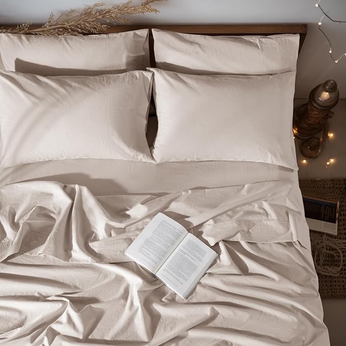 LBRO2M 100% Pure Linen Sheet Set Deep Pocket Up to 16" Bed Sheets Sets by LBRO2MBedding