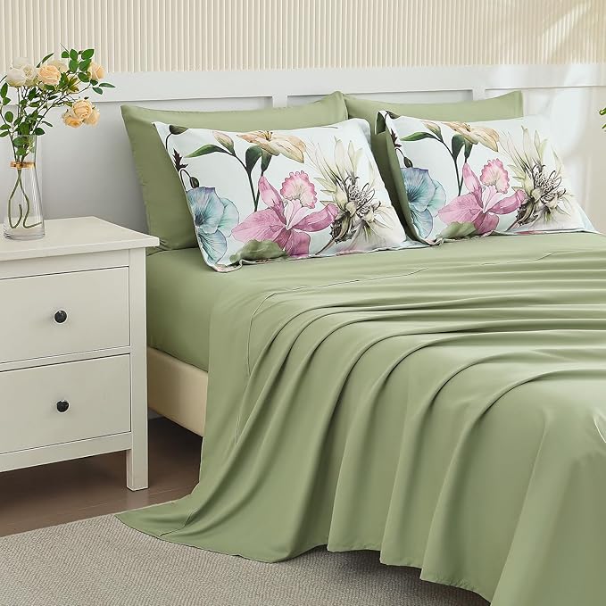 Yogeneg King Size Comforter Set 7 Piece Bed in a Bag, Elegant Floral Botanical - Image 4