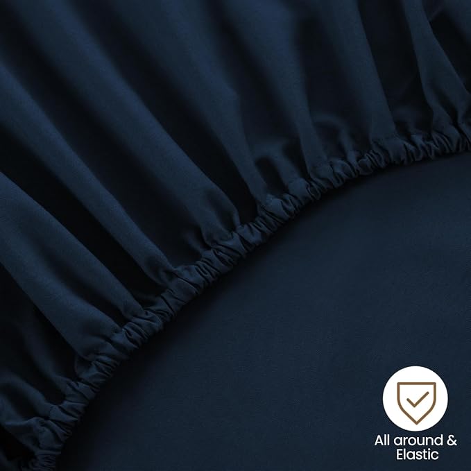 ROSE&RISY Navy Full Fitted Sheet, Soft and Breathable - Image 6