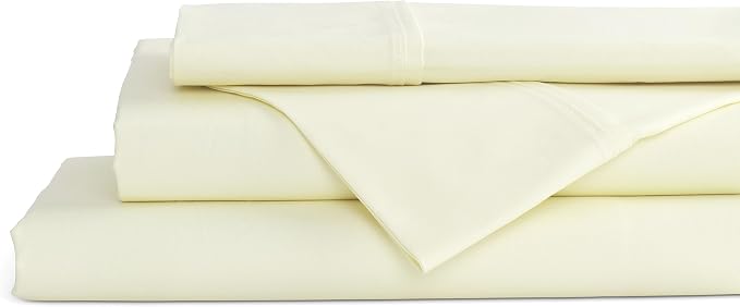 Linen Home 100% Cotton Percale Sheets Twin Size, Deep Pocket, 3 Pieces Set by LINENHOME