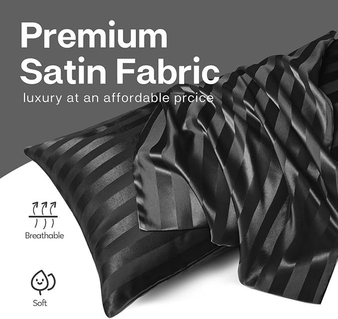 MR&HM Satin Pillowcase for Hair and Skin, Silk Satin Pillowcase 2 Pack - Image 3