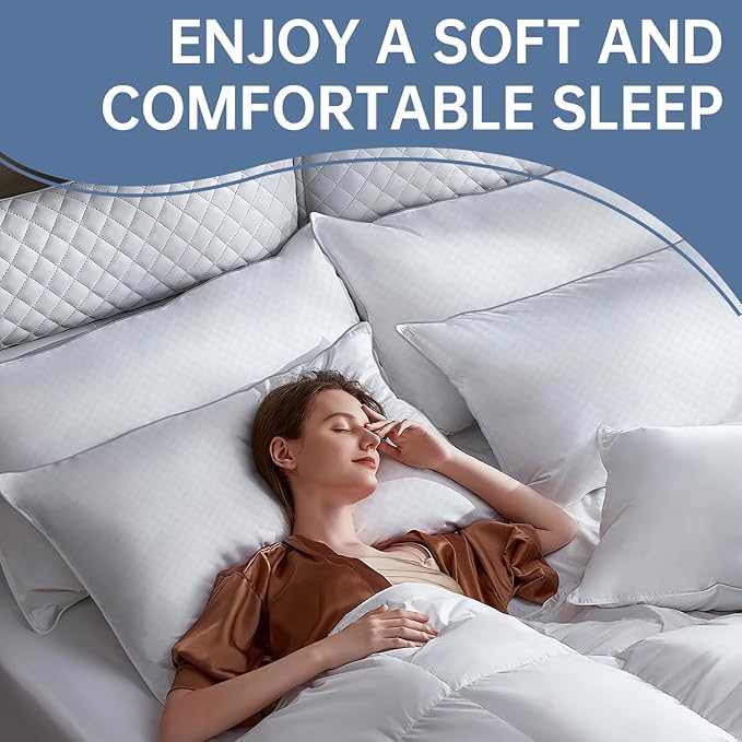 Piwaal Bed Pillows for Sleeping Queen Size Set of 4, Down Alternative Filling - Image 6