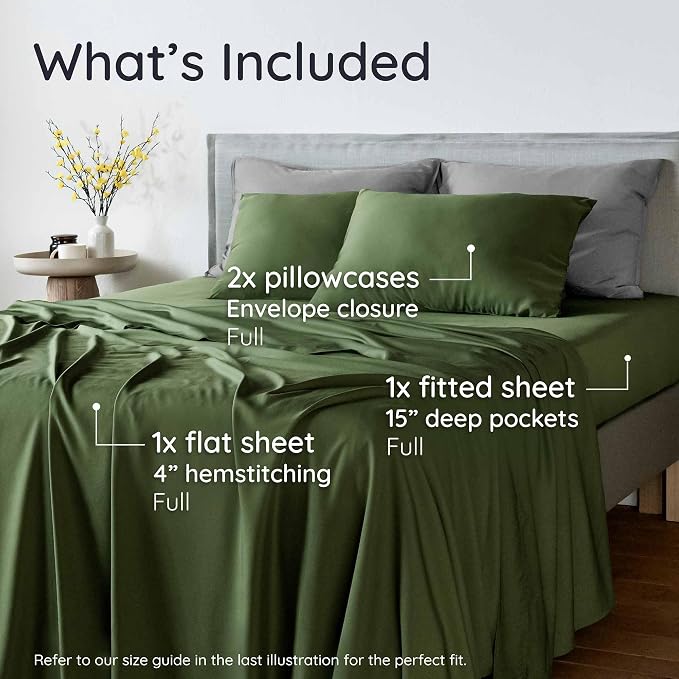 Bambaw Full Sheet Set 4pcs – 100% Viscose Derived from Bamboo Sheets Full Size - Image 2