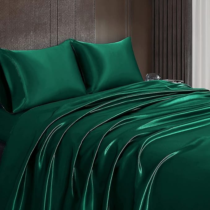 Homiest Blackish Green Satin Luxury Soft Top & Bed Sheet - Image 6