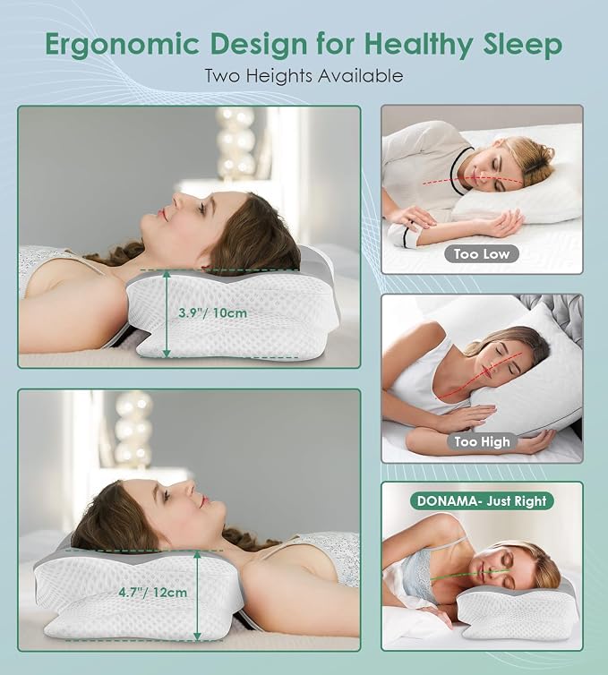 DONAMA Cervical Pillow for Sleeping, Contour Memory Foam Pillow for Neck and - Image 6