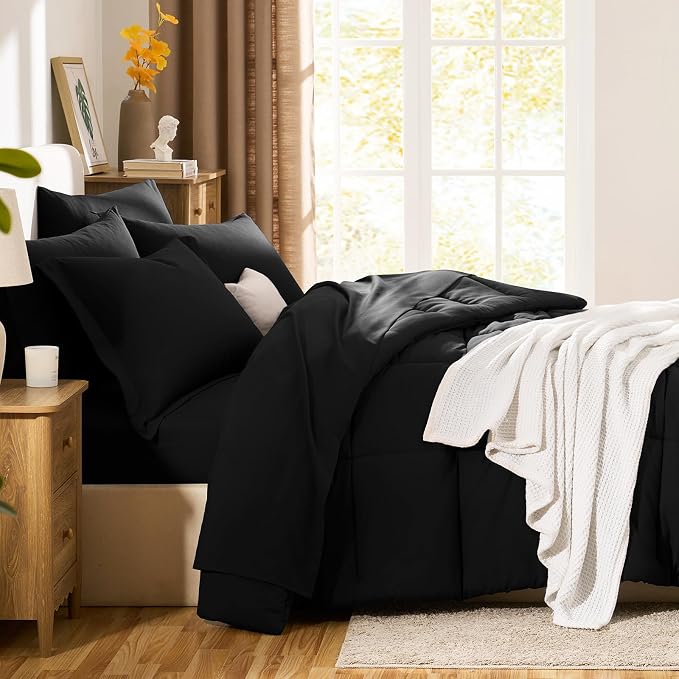 CozyLux California King Comforter Set Black - Image 8