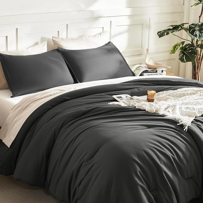Litanika Comforter Set Dark Grey Oversized King Size, 3 Pieces Lightweight - Image 5