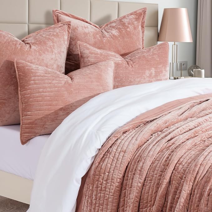 EVERGRACE Velvet Quilt Set King Size, Luxurious Soft Striped Channel Bedding Set - Image 4