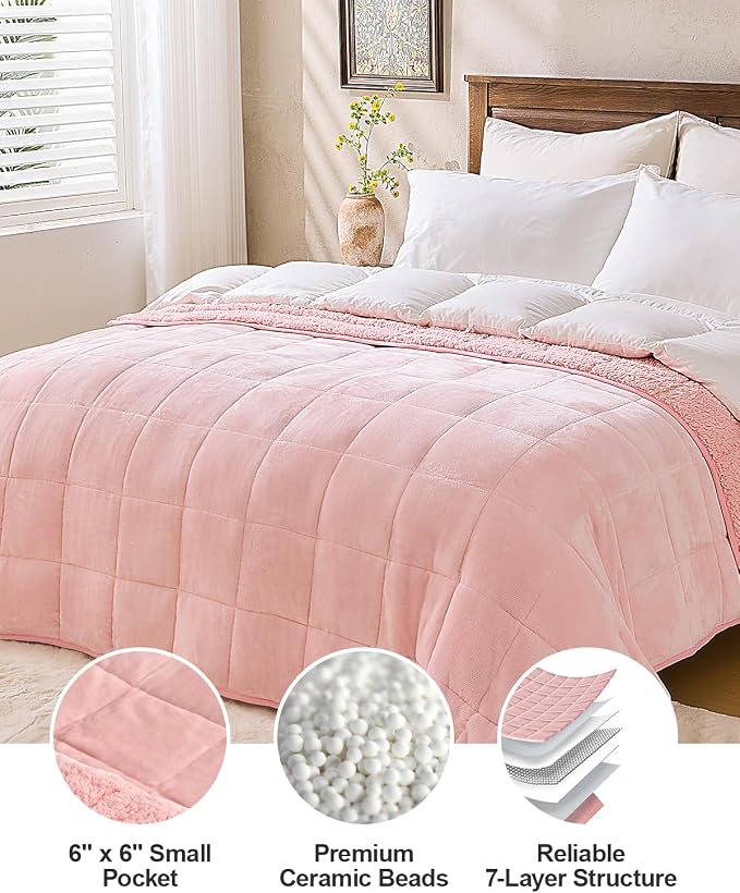 Super Fuzzy Soft Sherpa Fleece Weighted Blanket, 15 lbs Dual Sided Fluffy Heavy - Image 8