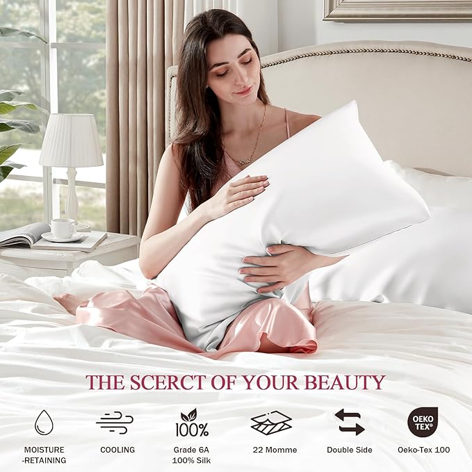 100% Silk Pillow Cases Queen Size Mulberry Silk Pillowcase - Image 6