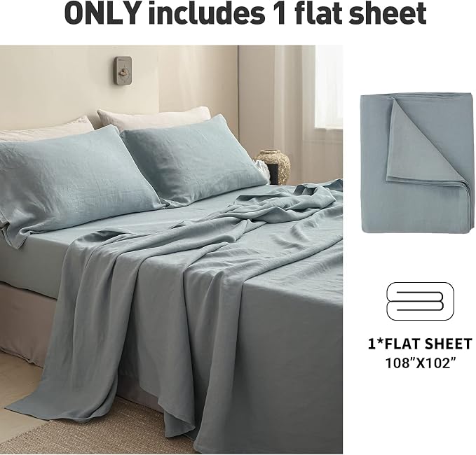 Simple&Opulence French Linen Flat Sheet, 100% Natural Flax Bedding Sheet - Image 5