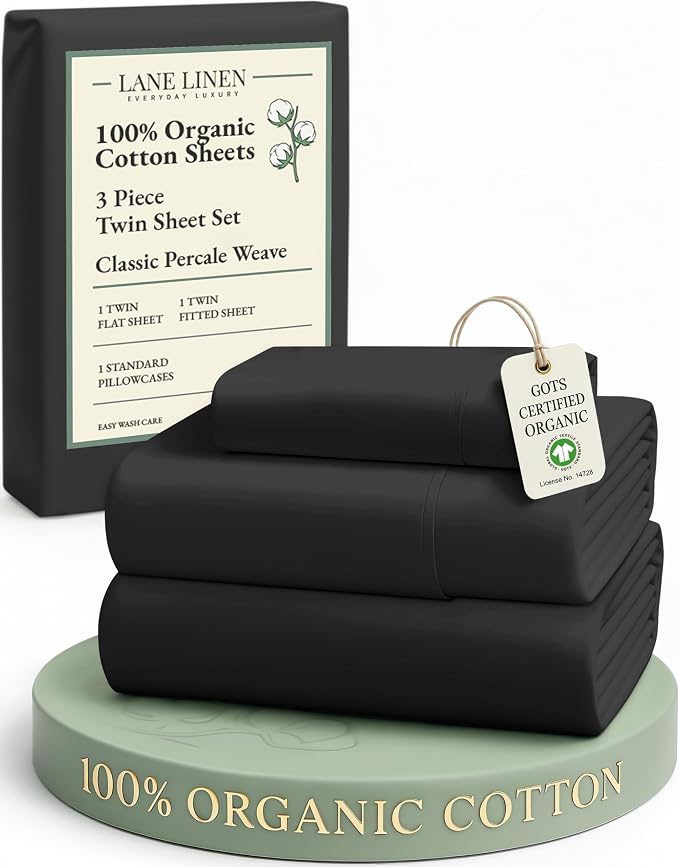 LANE LINEN 100% Organic Cotton Twin Bed Sheet Set, Soft & Breathable Twin Sheet by LaneLinen