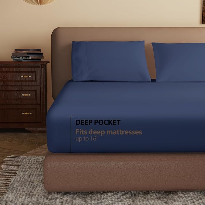100% Egyptian Cotton Fitted Sheet Twin Size, 600 Thread Count, Soft & Elastic - Image 3