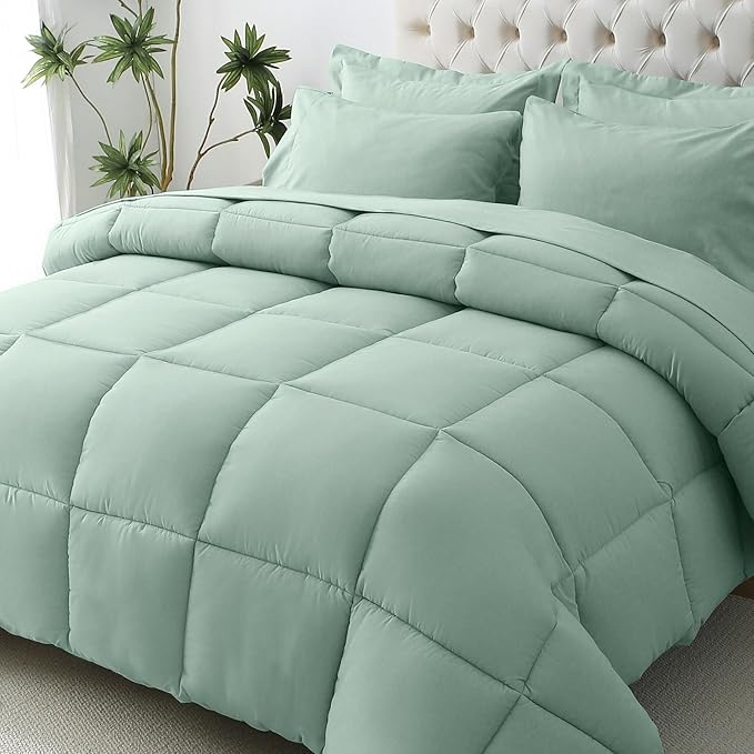 JOLLYVOGUE Queen Comforter Set, Ultra-Soft Bed in a Bag Queen Size 7 Pieces by JOLLYVOGUE
