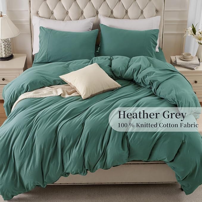 PURE ERA Jersey Knit Duvet Cover Set 100% T-Shirt Cotton Super Soft Comfy 2pc - Image 5