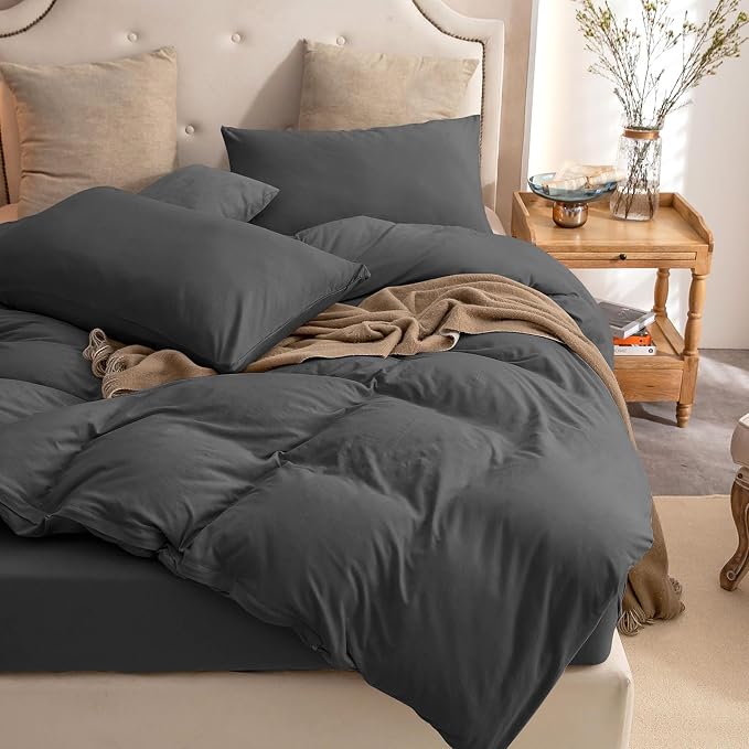 PURE ERA Jersey Knit Duvet Cover Set 100% T-Shirt Cotton Super Soft Comfy 3pc - Image 5