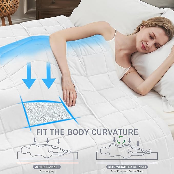 White Weighted Blanket for Adults 12lbs, Twin Full Size Cooling Heavy Throw - Image 2
