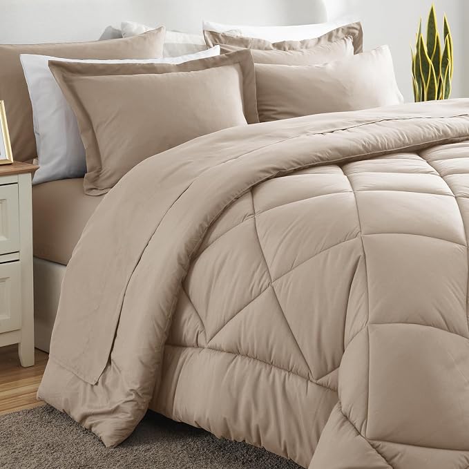 CozyLux Queen Comforter Set Wheat - Image 8