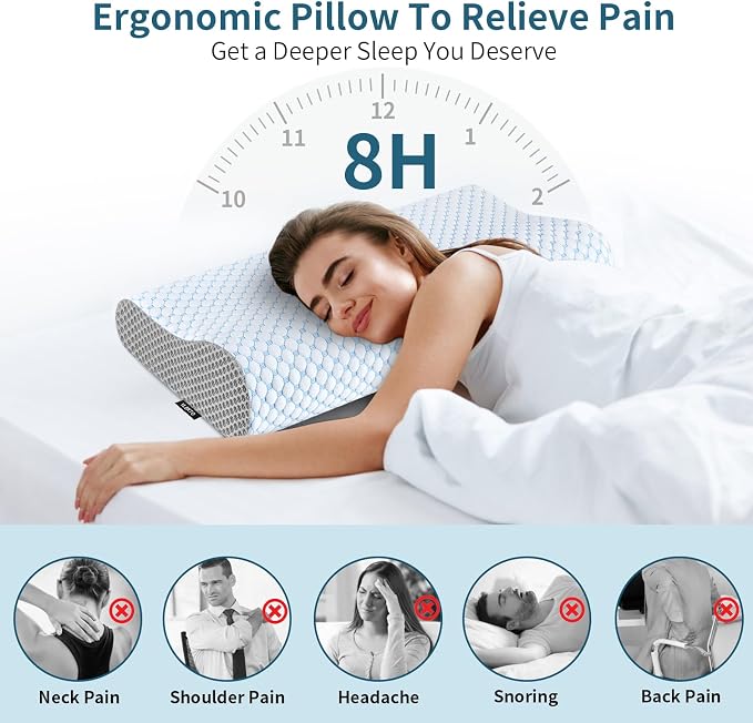 Cervical Neck Pillow for Pain Relief, Contour Memory Foam Pillows for Sleeping - Image 2