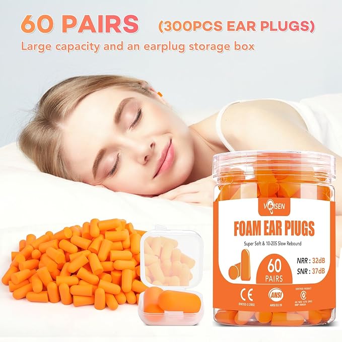 VOISEN 60 Pairs Foam Ear Plugs, Ear Plugs - Image 4