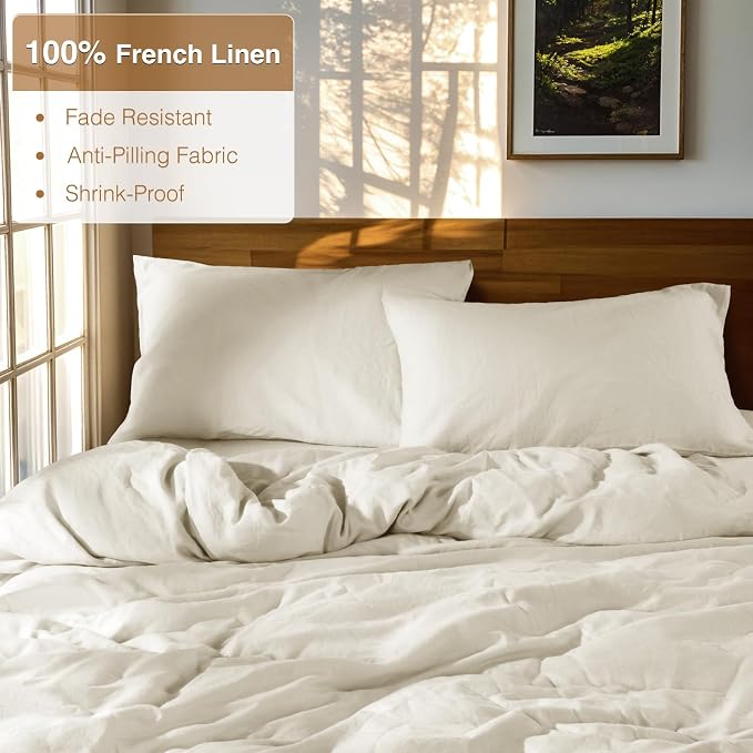 SONORO KATE 100% French Linen Duvet Cover Queen Size, Soft Breathable - Image 2