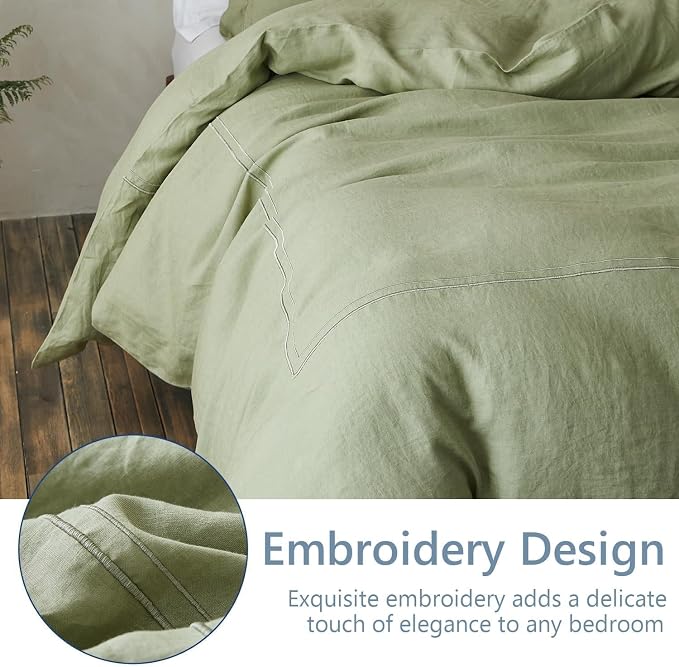 Simple&Opulence 100% Washed Linen Duvet Cover Set 104"x92" - Image 8