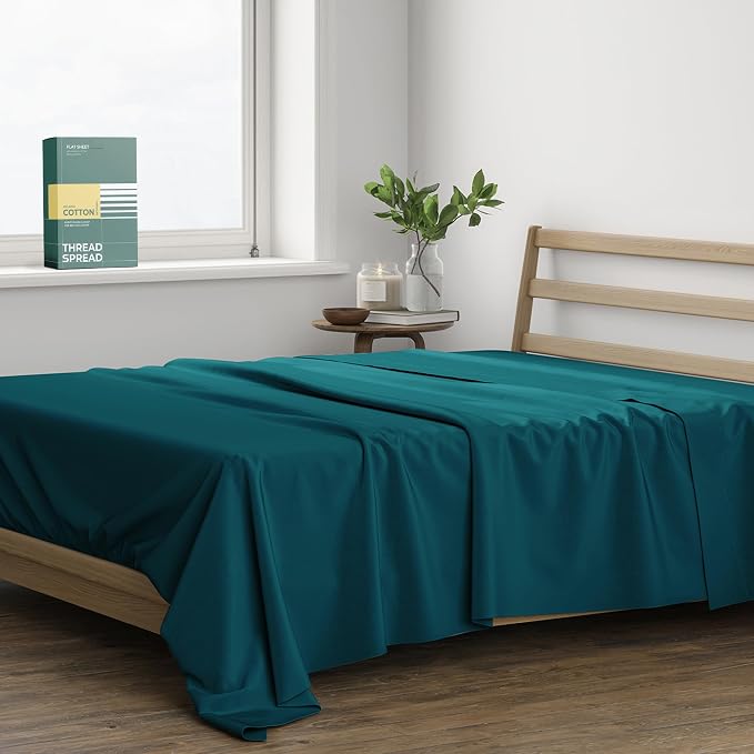 THREAD SPREAD 100% Organic Cotton Percale Flat Sheet Full Size by THREADSPREAD