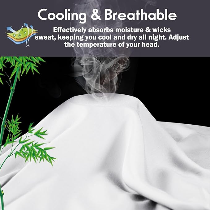 Pillowcases King Size 2 Pack, Cooling Viscose from Bamboo Pillow Cases - Image 3