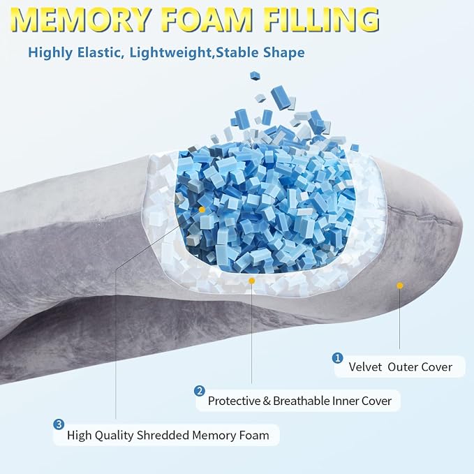 AS AWESLING Shredded Memory Foam Body Pillow, Pregnancy Pillows - Image 2