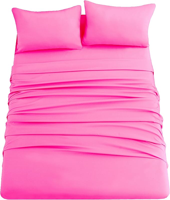 Sfoothome Hot Pink Fitted Sheet, 14 Inch Pocket Deep, Microfiber Sheets - Image 2
