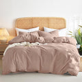 Wake In Cloud - Cotton Duvet Cover Set, Queen Size, Dusty Rose Pink, 100% by WakeInCloud