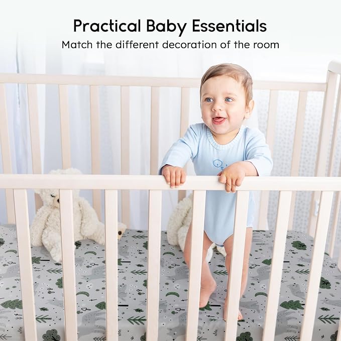 Yoofoss Baby Crib Sheets for Boys Girls, Fitted Crib Sheet 2 Pack for Standard - Image 6
