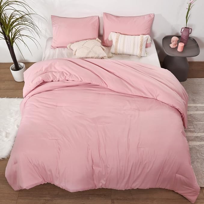 ROSGONIA King Size Comforter Set Pink - Image 5