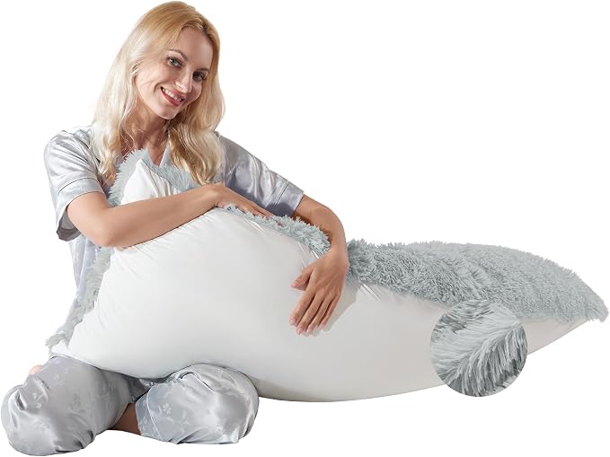 Fluffy Silk Full Body Pillow for Adults 20x54 Satin Body Pillow Cover Pillowcase by WSOFRLAC