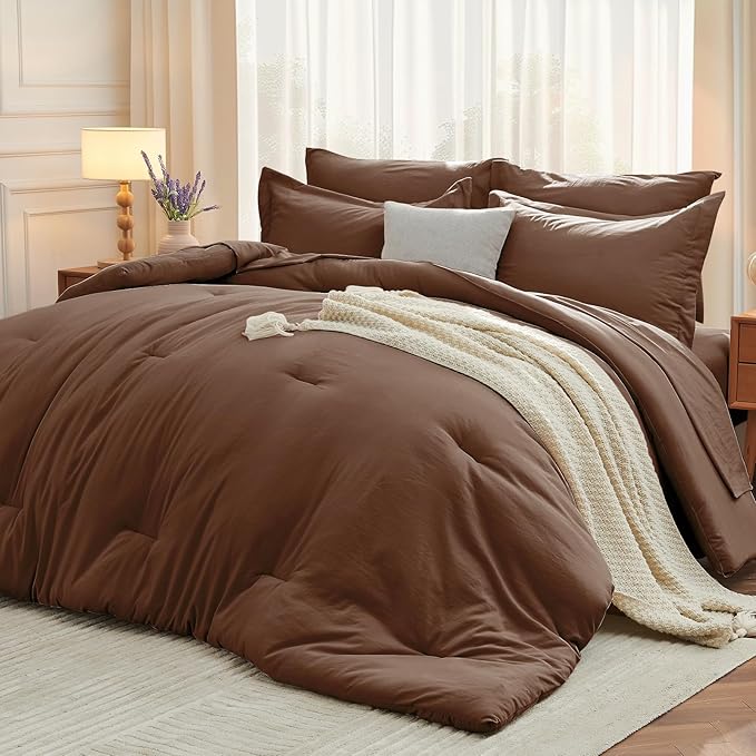 MUXHOMO 7 Pieces Full Comforter Set, Soft Bed in a Bag Full Size, All Season by MUXHOMO