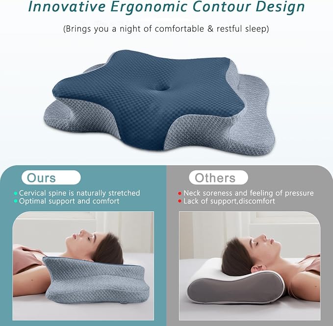 CHxxy Cervical Neck Pillow for Pain Relief Sleeping, Memory Foam Pillows - Image 6