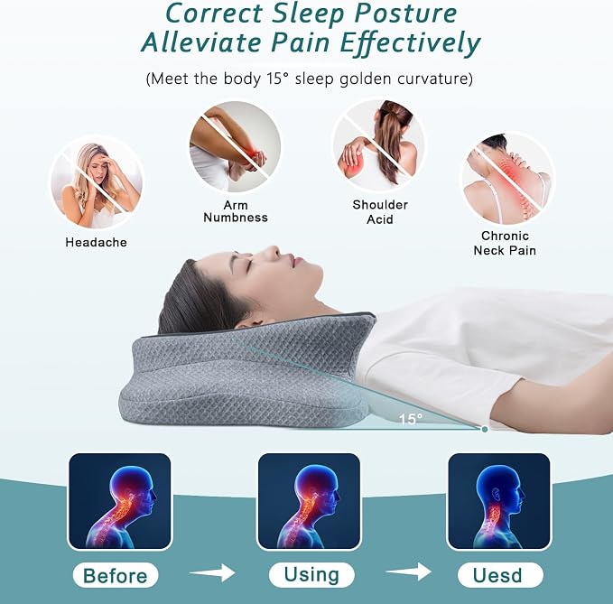 CHxxy Cervical Pillow for Neck Pain Relief, Memory Foam Pillows, Ergonomic - Image 2