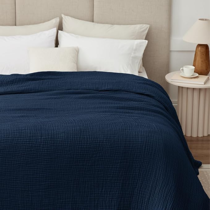 100% Cotton Muslin Blanket Twin 60" x 80", Breathable and Lightweight Cotton - Image 2
